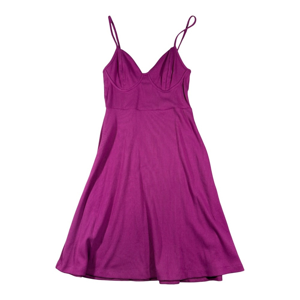 Wild Fable Mini Dress Womens XS Magenta Ribbed Bustier Fit and Flare NWT